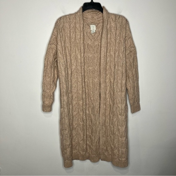 Joie oatmeal cable knit open duster cardigan size large - Picture 1 of 5